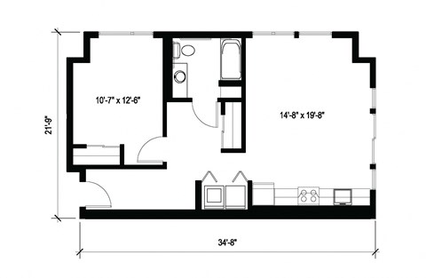 Stack House Apartments in Seattle, Washington 1x1 Floor Plan